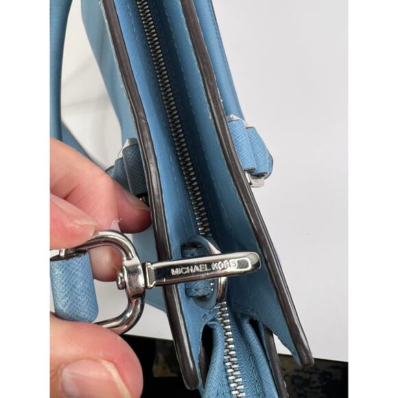 Michael Kors Selma Medium TZ Satchel in Steel Blue/Sky/Navy - Picture 8 of 16